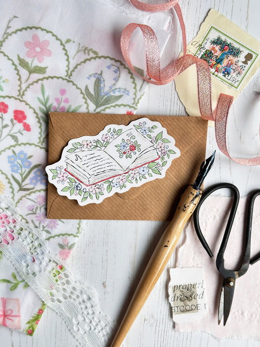 Story Book Floral Vinyl Sticker