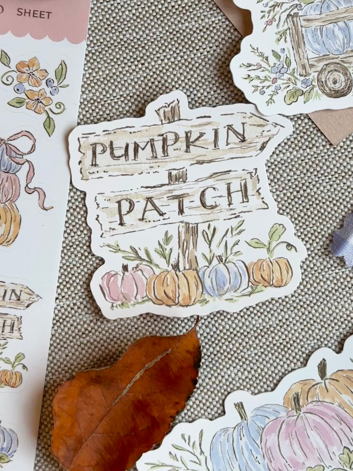 Autumn Fall Floral Pumpkin Patch Vinyl Sticker