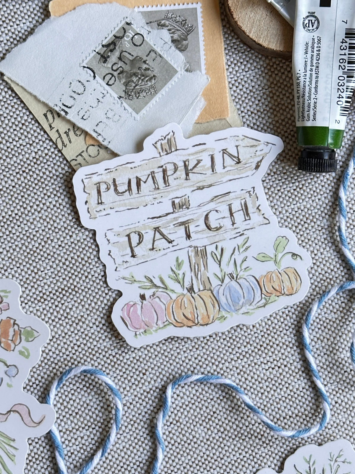 Autumn Fall Floral Pumpkin Patch Vinyl Sticker