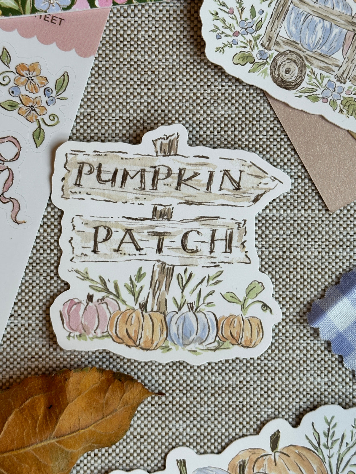 Autumn Fall Floral Pumpkin Patch Vinyl Sticker